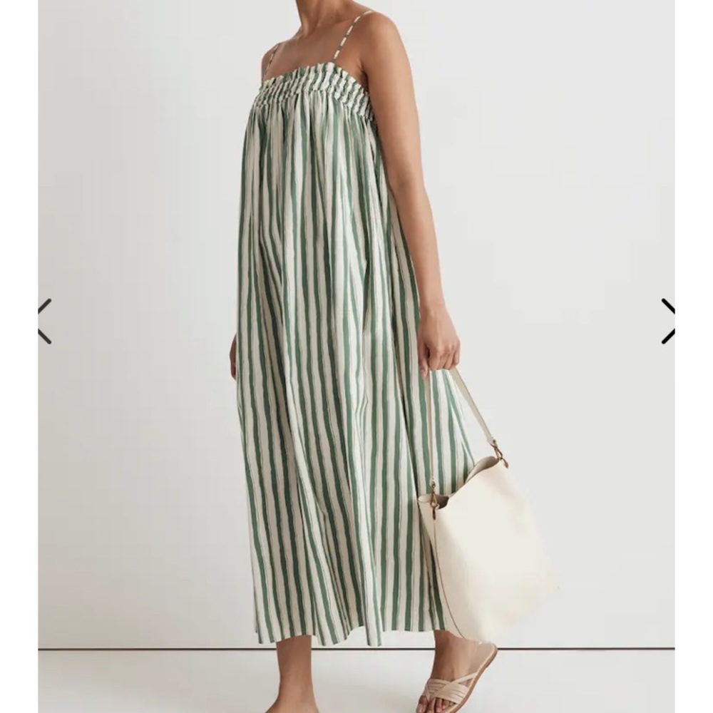 Madewell Poplin Ruffle A-Line Midi Dress